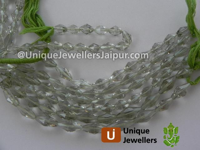 Green Amethyst Faceted Bicone Beads